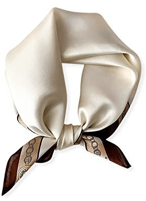 LumiSyne Seidenschal Damen Quadratischer Schal Einfarbig Retro Kette Gedruckte Leicht Weich Vierecktuch Bandana Kopfschmuck Halstuch Haarband