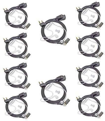 HYSHIKRA Walkie Talkie Earpiece 2 Pin Headset Compatible with Kenwood Baofeng UV5R 888S UV-82HP BF-F8HP Retevis Two Way Radios (10 pcs)