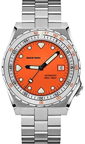 SUGESS SEESTERN SUB600T, Orange, NH35, Saphir, Lume, 200 m Taucher, Tauchen, BNIB, Orange