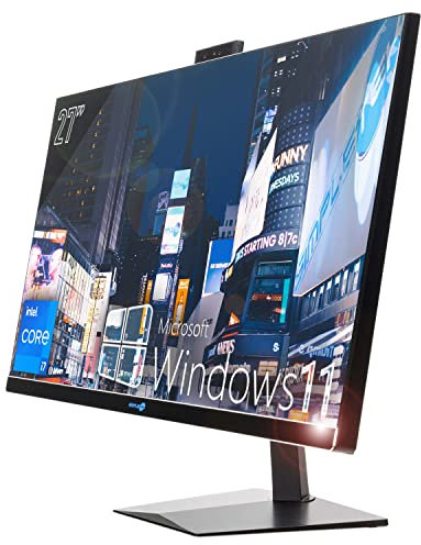 SIMPLETEK PC All in One Display 27 2K Core i7 Fino 3.60GHz Windows 11 | Radeon RX550 4GB | 16GB RAM 480GB SSD | WiFi BT HDMI Webcam 1080p | Gaming AiO Computer Fisso Grafica Video