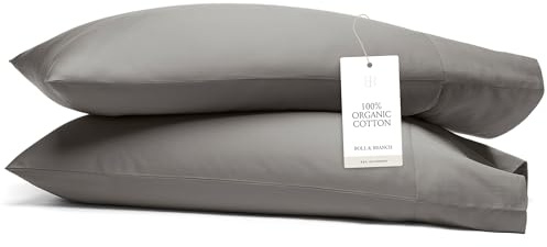 Boll & Branch Signature Hemmed Pillowcase Set - Standard, Stone - 100% Organic Cotton - 2 Luxe Buttery Soft Pillowcases from Threads