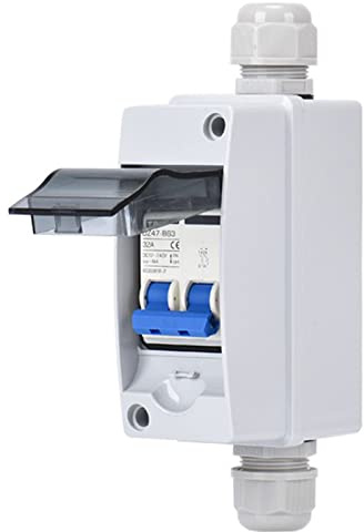 DC 240V Leitungsschutzschalter 20A 2P Solarsystem-Trennschalter Mini Leistungsschalter Sicherungsautomat mit IP65 Wasserdicht Gehäuse Gleichstrom Leitungsschutzschalter für Photovoltaik Motorschutzsch