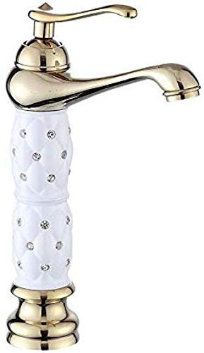 TAOZUYING Wasserhahn Gold Wasserhahn heiß und kalt vergoldeter Wasserhahn Kupferkörper Badezimmer Erhöhung Tischplatte Becken mit Diamant Wasserhahn Marriage