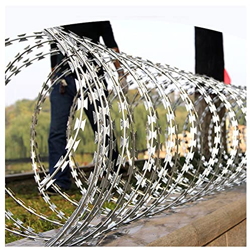 Filo di Rasoio - Filo Spinato Zincato - Rotolo di Filo per Recinzione da Giardino Concertina per Animali, Cortili, Agricoltura E Antintrusione - Doppia Spirale (Colore : Silver, Taglia : 20m)