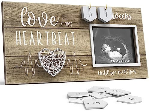 Baby-Sonogramm-Bilderrahmen mit Countdown-Wochen – Standard 10,2 x 7,6 cm Ultraschallfoto – Schwangerschaftsankündigungen Ideen – Geschlecht offenbaren Baby-Shower Geschenke – Neue Mutter erwartet