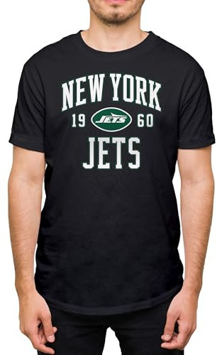 Hybrid Sports NFL Established – Offiziell lizenziertes kurzärmeliges Fan-T-Shirt für Erwachsene für Damen und Herren – Teamfarben, New York Jets – Schwarz, XXL