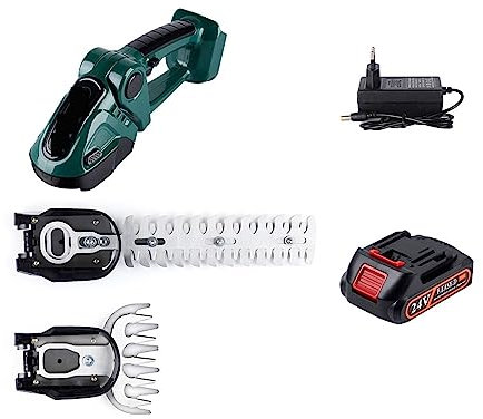 Tondeuse à Gazon sans Fil 24V 2 en 1 Taille-haie électrique 20000 TR/Min Rechargeable sans Fil Haute Puissance désherbage élagage Cisaillement arbuste Tondeuse Outil de Jardin(Green-1 Battery)