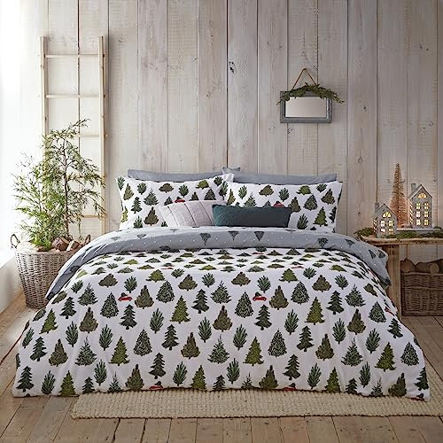 furn. Evergreen Bettwäsche-Set für Einzelbett, Kieferngrün