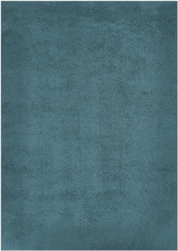 andiamo Teppich San Paolo moderner stilvoller Hochflor Teppich Wohnzimmer Schlafzimmer aus 100% Polyester Florhöhe ca. 27 mm geeignet für Fußbodenheizung geeignet 130 x 190 cm Petrol
