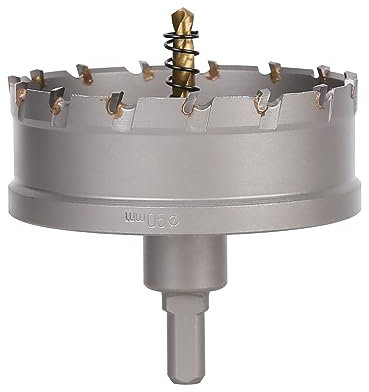 Vearter 90mm Hartmetall Lochsäge, Lochbohrer Bohrer mit Zentrierbohrer, Hartmetallbohrer für Metall, Edelstahl, Baustahl, Aluminium, Kupfer, Eisen, Kunststoff, Glasfaser