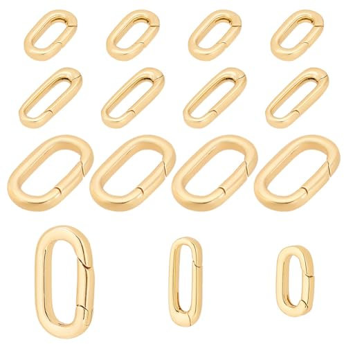 PH PandaHall 18K Vergoldete Ovale Federringe 12 Stück Karabinerhaken Aus Messing Schlüsselverschlüsse Verbindungsringe Federtor Ring Schlüsselringe Für Taschen Geldbörsen Schlüsselanhänger Schmuck