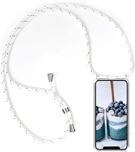 SNCLET Cover für ZTE Blade A71 Handyhülle Halsband Lanyard Strap Cover für ZTE Blade A71 Hülle Necklace Silikon Hülle mit Band Transparent Anti-kratzt Protective Case für ZTE Blade A71,Weiß