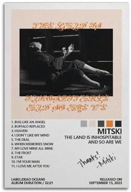 ceok Mitski Poster The Land Is Inhospitable And So Are We New Musikalbum Cover Moive Poster Wandkunst Dekor Druck Bild Gemälde für Wohnzimmer Schlafzimmer Dekoration 20 x 30 cm ungerahmt