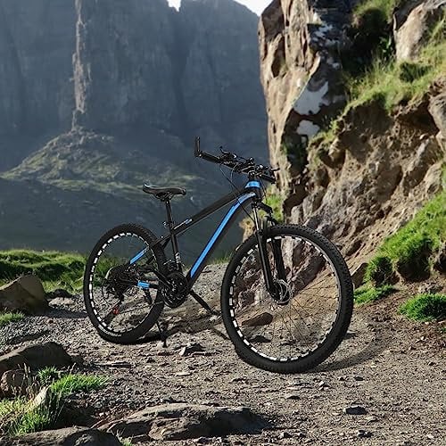 CHIMHOON 26 Zoll Mountainbike für Erwachsene Schwarz MTB Mountainbike 21 Gang Fahrrad Höhenverstellbares Erwachsenenfahrrad mit Doppelbremsen Vorne und Hinten und Stoßdämpfenden Gabeln (Blau)
