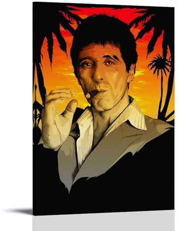 INEOUT Scarface (1983) IMDB Top 250 Filmposter, dekoratives Gemälde, Leinwand, Wandposter und Kunstdruck, modernes Familienschlafzimmer-Dekor-Poster, 50 x 75 cm