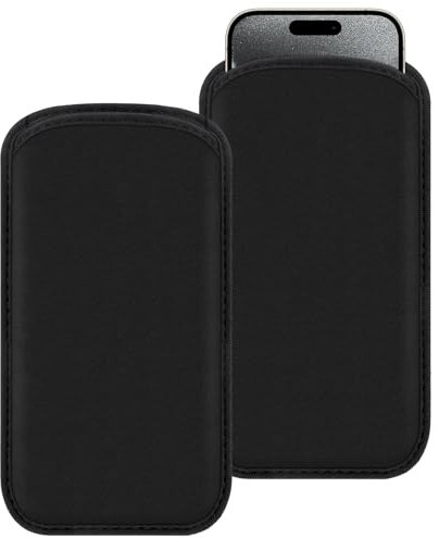 bvya Neopren-Handyhüllen für iPhone 15 Pro/15/14 Pro/14/13Pro/13/12Pro/12/11/XR, Schwarz, 2 Stück