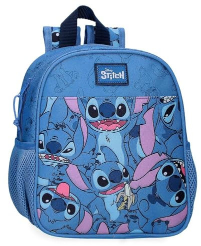 Joumma Disney Happy Stitch Kindergartenrucksack, Blau, 23 x 25 x 10 cm, Polyester, 5,75 l, blau, Kindergarten-Rucksack