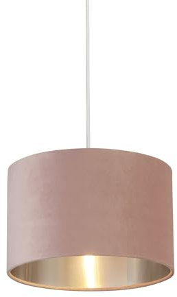 Stoffschirm für Pendelleuchte Ø 28 cm E27 E14 in Rosa Silber gebürstet Modern Zylinder Samt Lampenschirm für Hängelampe