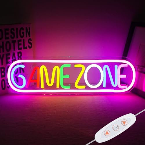 STHomedeco Game Neon lampe - Alimenté par USB Enseigne Lumineuse Decor Gaming Cool Néon pour Chambre Salle de Jeux Bar Enfants Cadeau Décoration de Fête (GAMEZONE-Pink)