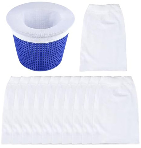 Burkfeeg Paquete De 20 Calcetines Skimmer Piscina, Calcetín Skimmer, Pool Skimmer Socks De Nailon Reutilizable Y Súper Elástico para Atrapan Hojas,Cabello,Hierba (Blanco)
