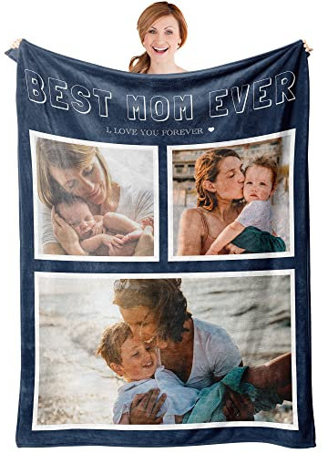 Easycosy asycosy Personalisierte Muttertagsgeschenke für Mama, Personalisiert Decke mit Foto & Text, Fotodecke Kuscheldecke Decke Selbst Gestalten, Geschenke für Mama Oma Papa zum Muttertag Vatertag