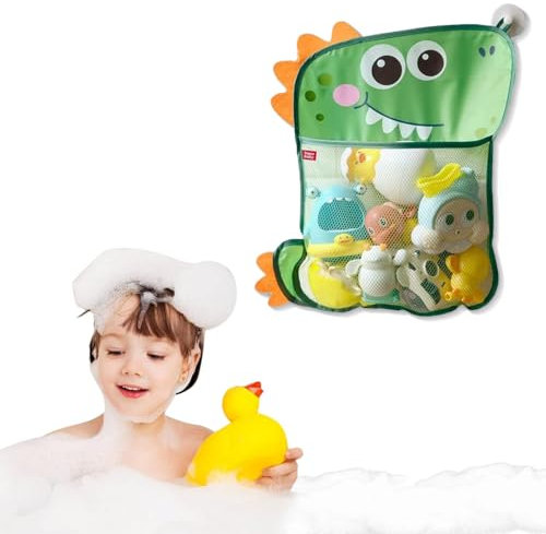 KSJEHW Organizador de Juguete de Baño, Bolsa Juguetes Bañera Bolsa de Almacenamiento Soporte con Ventosa con 2 Gancho Fuerte ara Cuarto de baño y bañera, Bolsa organizadora para Juegos de baño