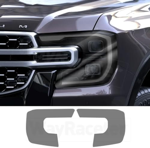 2 Stück Auto-Scheinwerfer-Schutzfolie, transparenter, rauchschwarzer TPU-Aufkleber, für Ford Ranger 2023 2024 T9 Wildtrack Raptor Zubehör