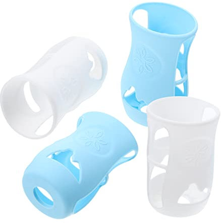 Beatifufu 4Stücke Babyflaschen Hülle Anti Fall Fütterungsschutz für Milchflaschen Weiche und Rutschfeste Abdeckung für Sicheres Trinken Geeignet für Verschiedene Flaschengrößen