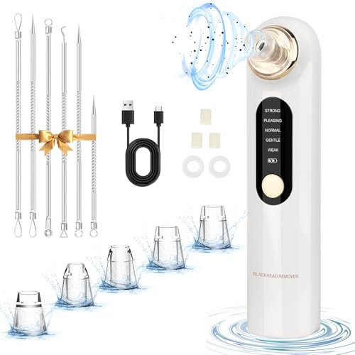 Mitesserentferner Elektrisch - Porenreiniger Gesichtsreinigung USB Wiederaufladbar Pickelentferner Blackhead Remover Akne weißes Mitesser Entferner Vakuumsauger Mitesser mit 5 Saugstufen