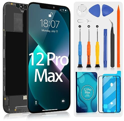 ARSSLY Écran LCD pour iPhone 12 PRO Max Remplacement de l'écran pour iPhone12 PRO Max A2411 A2342 A2410 A2412 6,7 LCD Digitizer Écran Tactile Remplacement Assemblée avec Réparation, Noir