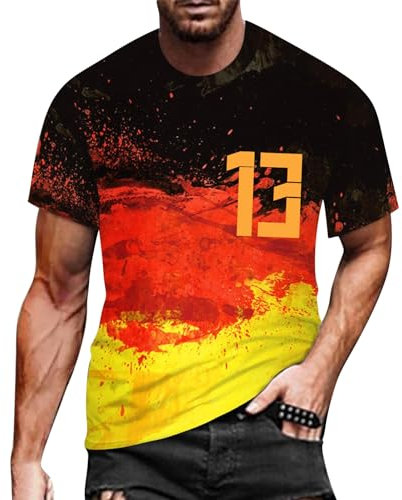 Deutschland Flagge Germany Fußball Trikot Deutschland T-Shirt Fanartikel T-Shirts für Herren Kurzarm Rundhals Sommer Retro Trikot Soccer Jersey EM 2024 Trikot Deutschland