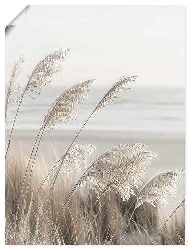 ARTLAND Wanddeko Poster & Kunstdrucke Wandposter 60x80 cm Pflanzen natural elements Gräser Pampasgras Strand Boho Deko U5GO