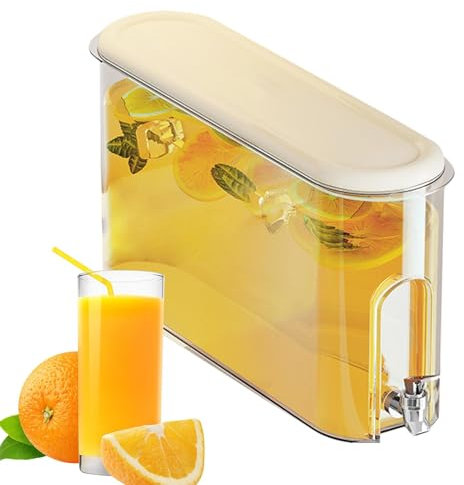 Caja portabebidas – Portabebidas para frigorífico, dispensador de bebidas para refrigerador | Recipiente de bebida fría de gran capacidad de 4000 ml con grifo, conjunto organizador de