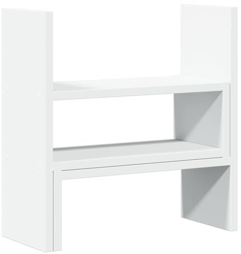 vidaXL Schreibtisch Organizer, Bücherregal Verstellbar Pflegeleicht, Schreibtischregal für Büro Wohnzimmer Küche, Tischregal, Weiß Holzwerkstoff