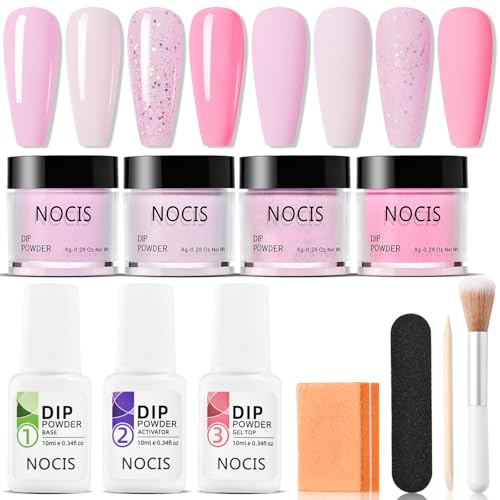 Layhou 4 Farben Nagel-Tauchpulver-Set, Nailart-Starter-Kit, Dip-Puder, schnelltrocknend, keine UV-/LED-Nagellampe erforderlich, mit Basis-/Decklack-Aktivator für die Nagelkunst im Heim-DIY-Salon