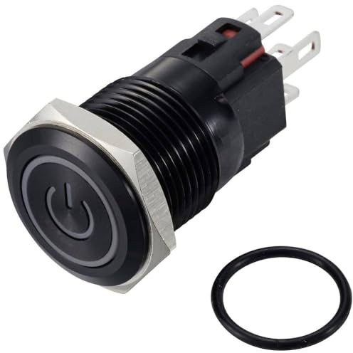TRU COMPONENTS TC-12647468 Druckschalter 250 V/AC 3 A 1 x Aus/(Ein) IP65 Grün rastend Aluminium, eloxiert 1 St.