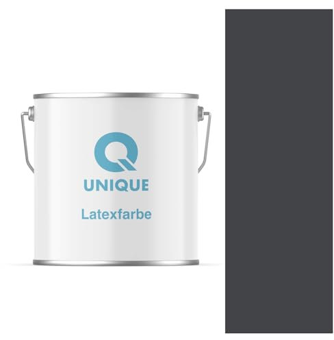 Q UNIQUE Latexfarbe 5L (ca.35m2) Schwarz Innenfarbe Wandfarbe Deckenfarbe Klasse 3 Mattfarbe Scheuerfest Hohe Deckkraft