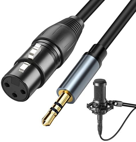 EuAcesry 1 M Cable Microfono XLR a Mini Jack, XLR Hembra a 3,5 mm Macho a Jack para Videocámaras, Altavoz, Amplificador, Guitarra, Escenario Dispositivo de Grabación de Computadora y Más