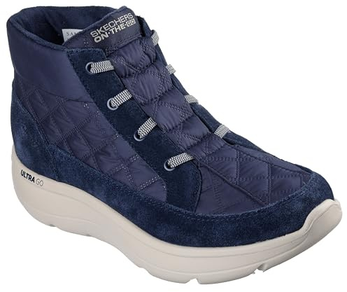 Skechers Women's Hands Free Slip-ins On-The-go Encore Quilted Nylon Chugga Ankle Boot, Navy, 4 UK