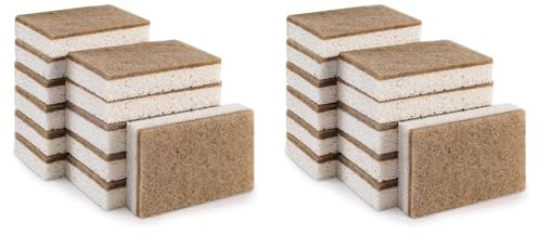 Wzxksoac Esponjas Naturales Ecológicas para Platos, Paquete de 24, Esponja de Cocina Biodegradable con Estropajo de Compostable