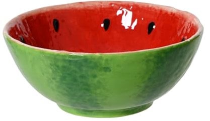 Schale 15x6cm Keramik in Wassermelone Form - Schalen & Schüsseln - Servierschale Salatschale Dessertschale Müslischale Obstschale - Dekoschale Frühling & Sommer - Früchte Geschirr Rot Grün