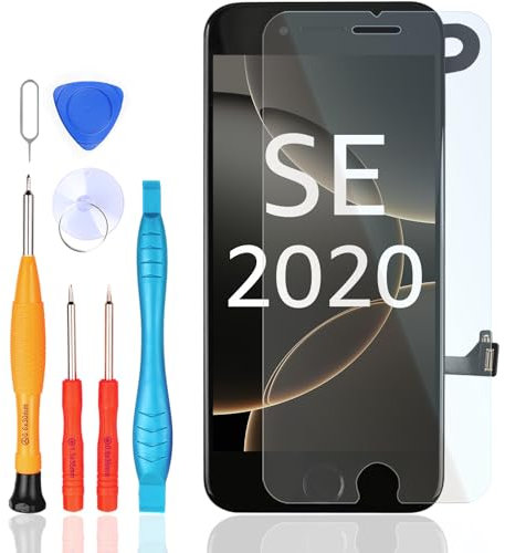 LL TRADER Écran tactile pour iPhone SE 2020 avec bouton Accueil, capteur de proximité, caméra frontale et haut-parleur, écran LCD avec écran tactile en verre noir