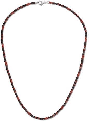 COAI Männer Halskette aus Kokosnuss-Ringe und Roter Jaspis Perlenkette für Herren 50cm
