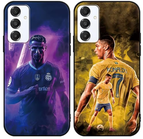 TBNMBGY 2 Stück Handyhülle für Samsung Galaxy A16 5G 6.7, Stoßfest Silikon TPU Kratzfest Hülle Schwarz, Sport Fußball Cool Legend Player 7 10 Mode Muster Design Schutzhülle für Jungen Fan, Idol