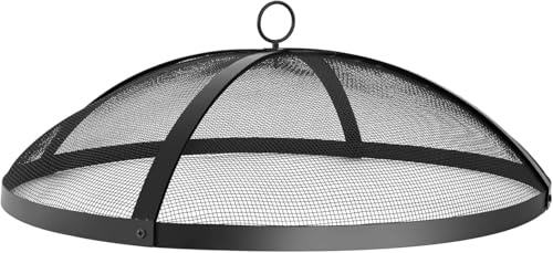 Heavy Duty Fire Pit Spark Screen Cover Accessory, 30In Easy-Opening Patio Round Fire Mesh Screen Guard, Fire Pit Lid Round Cover with Mesh Screen and Handle