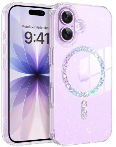 YINLAI für iPhone 17 Hülle Kompatibel mit Magsafe,| Kristallklar Glitzer | Leicht Dünn Case | Schutzhülle mit Magnetring Handyhülle für iPhone 17 6,3 Zoll (2025),Transparent