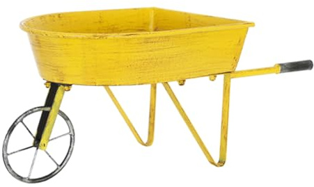 Schubkarre Wagen Heavy Duty, Metall Schubkarre, Utility Wagon Einrad(Yellow)