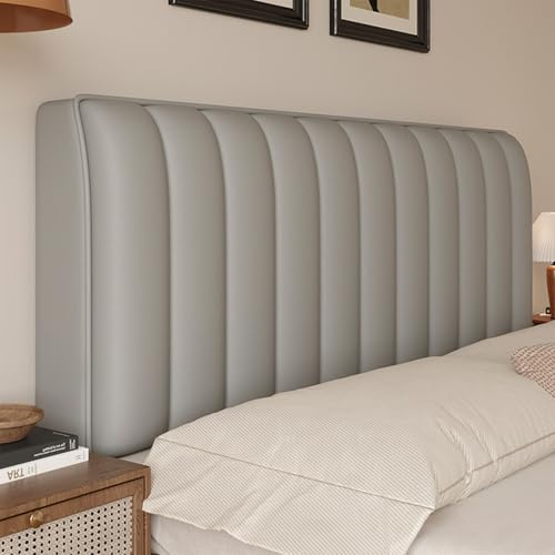 UHVUJDUI Bettkopfteil Hussen Leder Bett Kopfteil Bezug/Überzug Leder,All-Inclusive Dehnbare Kopfteilbezug Staubdichte Schutzhülle Für Schlafzimmer Kopfteil(Light Gray,170cm)