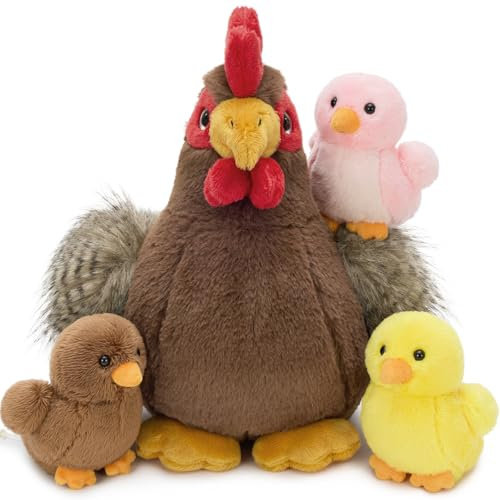 MorisMos beweglich groß Huhn Kuscheltier XXL mit Baby im Bauch, 30cm weich riesen Huhn Stofftier Plüschtier Spielzeug, Ostern Geburtstag Weihnachten Geschenk für Kinder Baby