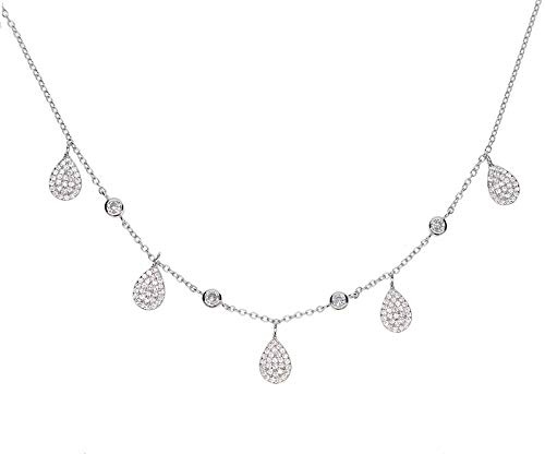 HLTYGWX Mode Frauen Mädchen Charme 925 Sterling Silber Schmuck Mikro Pflastern Verschont Bling Tear Water Drop Stein Choker Halsketten